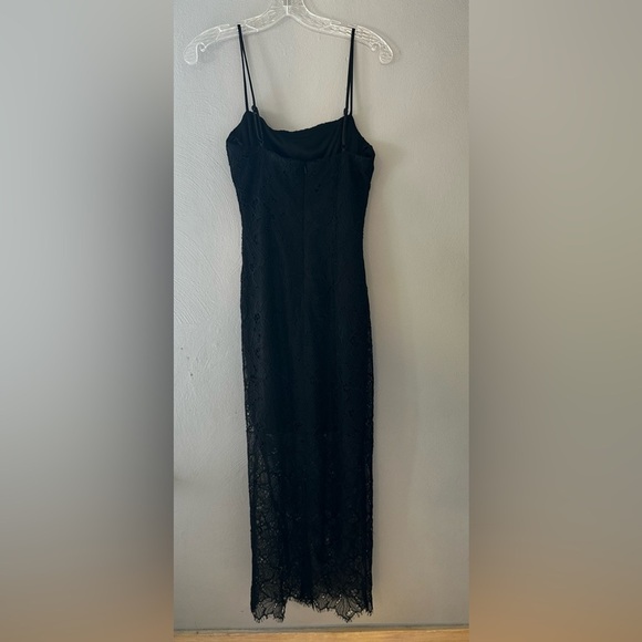 Betsy & Adam Black Sleeveless Lace Overlay Sheer Hem Midi Dress Size 4 - Picture 5 of 5